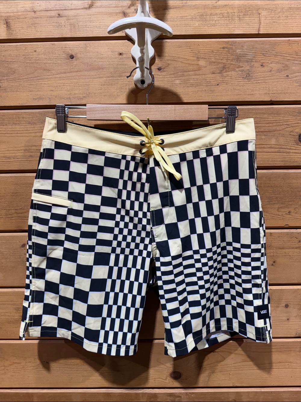 Vans 30 Men’s Black & Cream Checkerboard Board Shorts